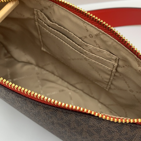 Michael Kors Jet Set Travel Small Crossbody w Tech Attch Flame/Brown sig… - Picture 15 of 16